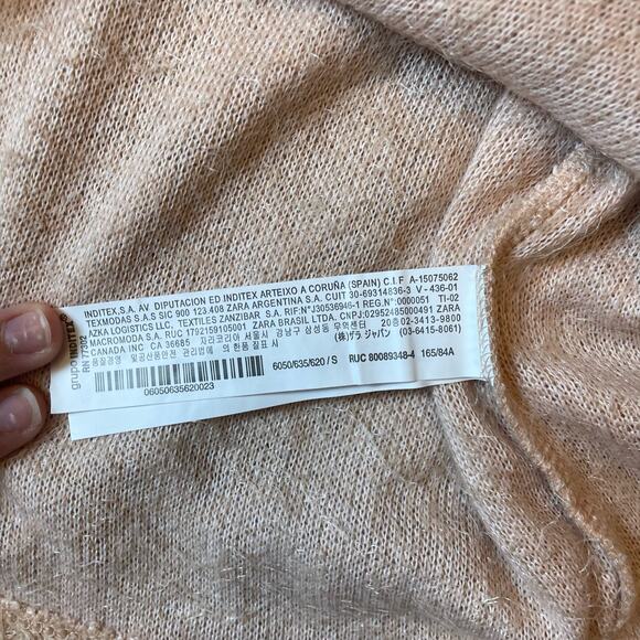 Zara Peach Furry Funky Indie Boho Long Sleeved Sweater Size S - Picture 8 of 10